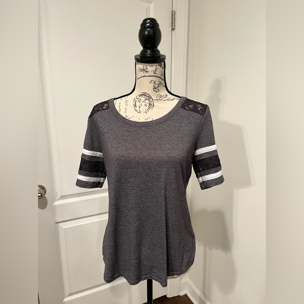 Black/gray and lace t shirt